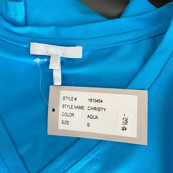 Hinson Wu Christy 3/4 Sleeve Top In Aqua Blue Size Small - Picture 7 of 8